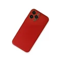 BUĞZ İphone 13 Pro Max Kılıf Coco Deri Silikon Kapak - Kırmızı