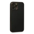 BUĞZ İphone 13 Pro Max Kılıf Coco Deri Silikon Kapak - Siyah