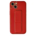 BUĞZ İphone 14 Kılıf Coco Deri Standlı Kapak - Kırmızı
