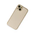 BUĞZ İphone 14 Plus Kılıf Coco Deri Silikon Kapak - Gold