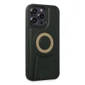 BUĞZ İphone 14 Pro Kılıf Merkür Magneticsafe Standlı Kapak - Koyu Yeşil