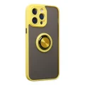 BUĞZ İphone 14 Pro Max Kılıf Montreal Yüzüklü Silikon Kapak - Sarı