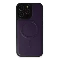 BUĞZ İphone 14 Pro Max Kılıf Ozzi Magsafe Deri Kapak - Derin Mor