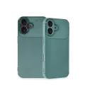 BUĞZ İphone 16 Kılıf Auto Focus Karbon Kapak - Koyu Yeşil