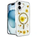 BUĞZ İphone 16 Kılıf Daisy Simli Magsafe Kapak - Gold