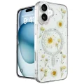 BUĞZ İphone 16 Kılıf Daisy Simli Magsafe Kapak - Gümüş