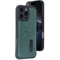 BUĞZ İphone 16 Pro Kılıf Sara Kartvizitli Deri Kılıf - Koyu Yeşil