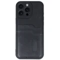 BUĞZ İphone 16 Pro Kılıf Sara Kartvizitli Deri Kılıf - Siyah