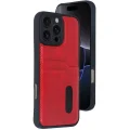 BUĞZ İphone 16 Pro Max Kılıf Sara Kartvizitli Deri Kılıf - Kırmızı