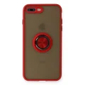 BUĞZ İphone 7 Plus Kılıf Montreal Yüzüklü Silikon Kapak - Kırmızı