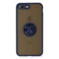 BUĞZ İphone 7 Plus Kılıf Montreal Yüzüklü Silikon Kapak - Lacivert