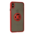 BUĞZ İphone X Kılıf Montreal Yüzüklü Silikon Kapak - Kırmızı