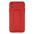 BUĞZ İphone Xs Max Kılıf Coco Deri Standlı Kapak - Kırmızı