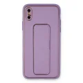 BUĞZ İphone Xs Max Kılıf Coco Deri Standlı Kapak - Koyu Lila
