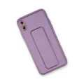 BUĞZ İphone Xs Max Kılıf Coco Deri Standlı Kapak - Koyu Lila