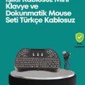  Işıklı Kablosuz Mini Klavye – 2.4 GHz, Dokunmatik Mouse Özellikli