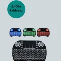  Işıklı Kablosuz Mini Klavye – 2.4 GHz, Dokunmatik Mouse Özellikli