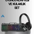 BUĞZ Işıklı Oyuncu Klavye Mouse ve Bluetooth Kulaklık Seti Türkçe Q USB