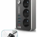  Isıya Dayanıklı Termal Akım Korumalı 2 Mt 10A 2500W 3lü Priz ve 3 Usbi 21A Uzatma Kablosu