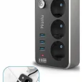  Isıya Dayanıklı Termal Akım Korumalı 2 Mt 10A 2500W 3lü Priz ve 3 Usbi 21A Uzatma Kablosu
