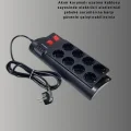 BUĞZ Isıya Dayanıklı Termal Akım Korumalı 8li Priz ve 3 USB Girişli Uzatma Kablosu - Lisinya