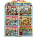 BUĞZ İstanbul Temalı Ahşap Buzdolapı Süsü Magnet 6lı Set Alk5808