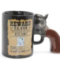 BUĞZ Jesse James Wanted İlanlı Tabanca Porselen Kupa Bardak