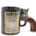 BUĞZ Jesse James Wanted İlanlı Tabanca Porselen Kupa Bardak