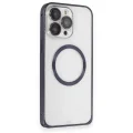 BUĞZ Joko İphone 15 Pro Max Kılıf Metal Bumper Magneticsafe Kapak - Lacivert