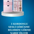  Kablolu Bluetooth Kulaklık ve Kadınlara Özel Bileklik Hediyeli Yeni Nesil Akıllı Saat 3 Kordonlu