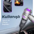 BUĞZ Kablosuz araç içi süpürge vakum gücü fırçasız motor üfleme vakum 2 yıl garantili