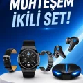 BUĞZ Kablosuz Bluetooth Bağlantılı Kulaklık ve Dokunmatik Ekran Akıllı Saat Arama Cevaplama