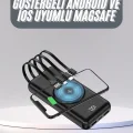BUĞZ Kablosuz Çoklu Şarj Girişli 10.000 Mah Kablolu Powerbank Taşınabilir - Lisinya