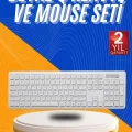  Kablosuz Klavye Mouse Seti Beyaz Q Klavye Tüm Cihazlara Uyumlu