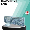 BUĞZ Kablosuz Klavye ve Mouse Seti – Sessiz Tuş, Retro Tasarım