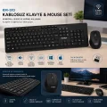 BUĞZ Kablosuz Multimedia Klavye - Mouse Seti Siyah Q Klavye Km-510 Bx40