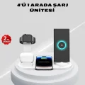BUĞZ Kablosuz Şarj İstasyonu 4’ü 1 Arada iPhone Watch ve AirPods Uyumlu