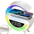 BUĞZ Kablosuz Şarjlı Bluetooth Hoparlör RGB Işık Gece Lambası Dijital Saat