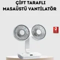 BUĞZ Kablosuz USB Şarjlı 720° Döner Masaüstü Fan – Çift Taraflı Serinlik ve Gece Lambası
