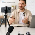 BUĞZ Kablosuz Yaka Mikrofonu USB-C Lightning Uyumlu Tak Çalıştır Telefon Video Ses Kayıt Seti