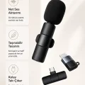 BUĞZ Kablosuz Yaka Mikrofonu USB-C ve Lightning Adaptörlü Telefon Uyumlu Kompakt Ses Kiti