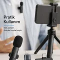 BUĞZ Kablosuz Yaka Mikrofonu USB-C ve Lightning Adaptörlü Telefon Uyumlu Kompakt Ses Kiti