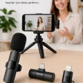 BUĞZ Kablosuz Yaka Mikrofonu USB-C ve Lightning Uyumlu Tak Çalıştır Telefon Kayıt Mikrofonu