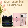 BUĞZ Kadınlara Özel Bileklik Hediyeli Akıllı Saat ve Dijital Göstergeli ANC Özellikli Bluetooth Kulaklık