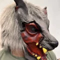  Kafaya Tam Geçmeli Lateks Dişli Ağzı Açık Kurt Maskesi