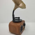 BUĞZ Kahverengi Nostaljik Tasarımlı Mini Bluetooth Radyo ve Hoparlör, Klasik Gramafon Görünümlü