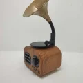 BUĞZ Kahverengi Nostaljik Tasarımlı Mini Bluetooth Radyo ve Hoparlör, Klasik Gramafon Görünümlü