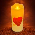 BUĞZ Kalp I Love You Yazılı Işıklı Mum 12 cm