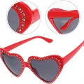 BUĞZ Kalp Taşlı Parti Gözlüğü Kırmızı