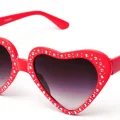 BUĞZ Kalp Taşlı Parti Gözlüğü Kırmızı
